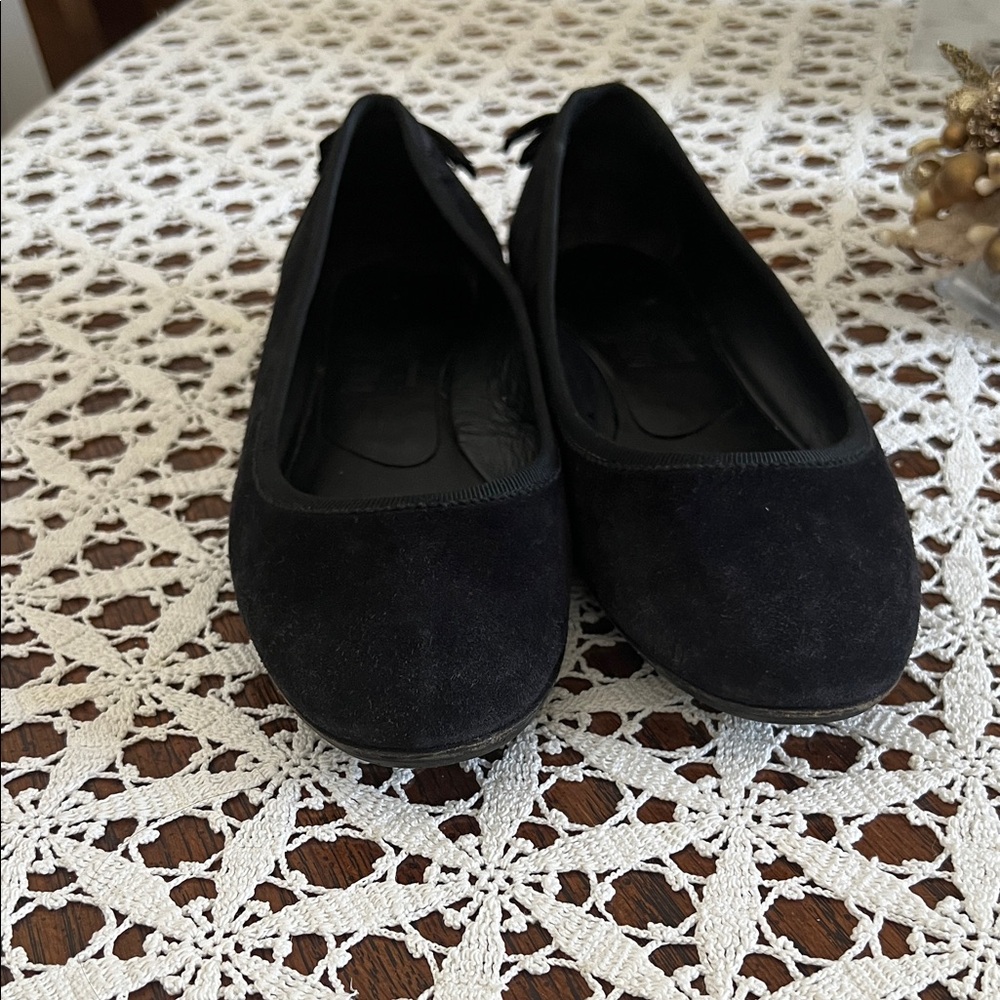 Salvatore Ferragamo Black Suede Flats